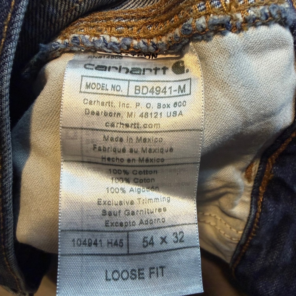 Carhartt Mens Loose Fit Carpenter Jeans Dark Wash Denim 54x32 Utility Pants Work - Picture 9 of 9